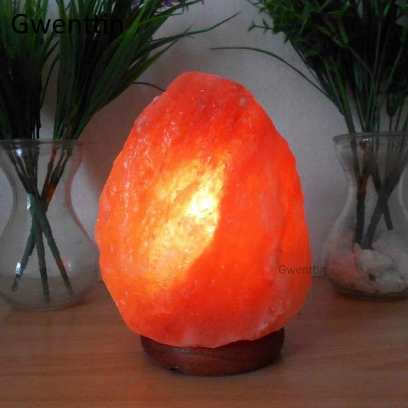Himalayan Rock Crystal Salt Lamp LED Night Light Hand Carved Wooden Base Stand Light Air Purifier Bedroom Home Decor Luminaria - Sleep Galleria - Sleep Galleria
