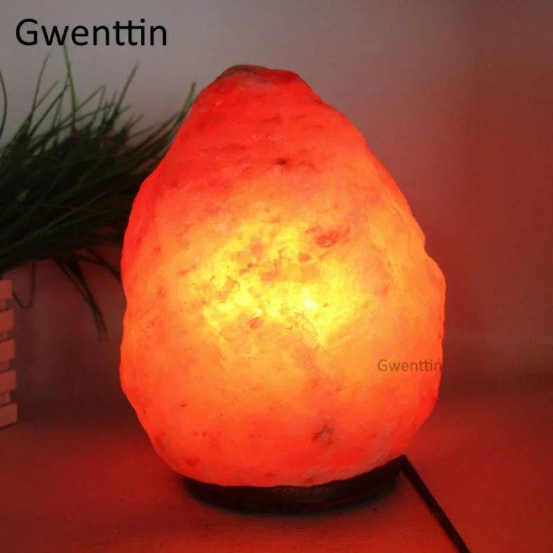 Himalayan Rock Crystal Salt Lamp LED Night Light Hand Carved Wooden Base Stand Light Air Purifier Bedroom Home Decor Luminaria - Sleep Galleria - Sleep Galleria