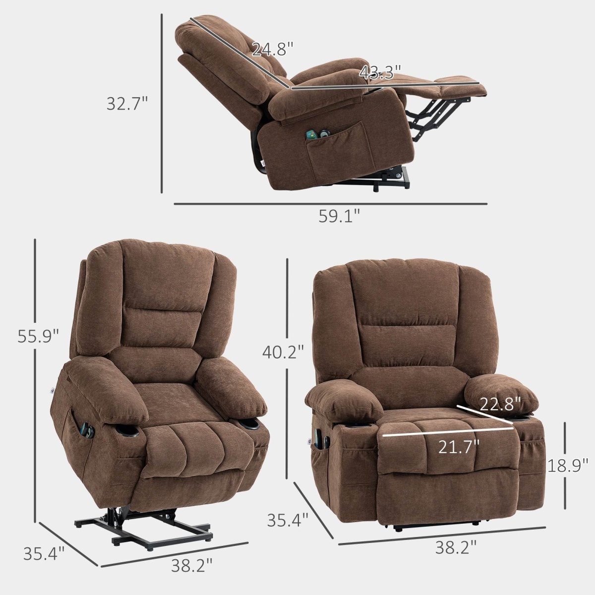 HOMCOM Power Lift Recliner Chair - Sleep Galleria - Sleep Galleria