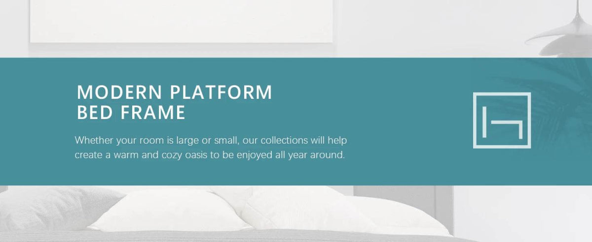 HOOMIC Modern Faux Leather Bed Frame with Iron Pieces Decor, Low Profile Platform Bed with Height - Adjustable Headboard - Sleep Galleria - Sleep Galleria
