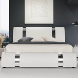 HOOMIC Modern Faux Leather Bed Frame with Iron Pieces Decor, Low Profile Platform Bed with Height - Adjustable Headboard - Sleep Galleria - Sleep Galleria