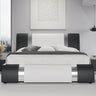 HOOMIC Modern Faux Leather Bed Frame with Iron Pieces Decor, Low Profile Platform Bed with Height - Adjustable Headboard - Sleep Galleria - Sleep Galleria