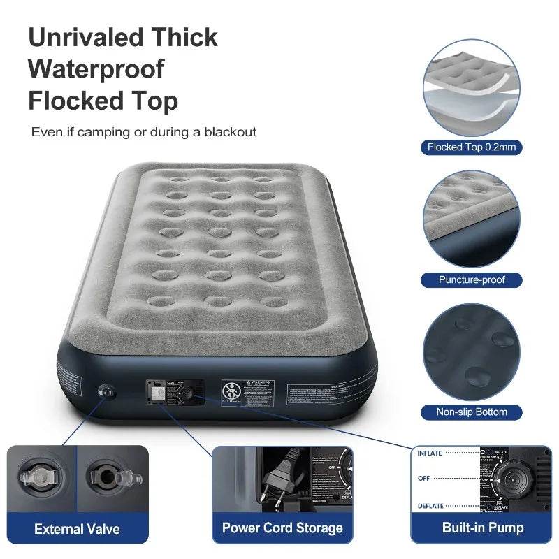 iDOO Queen Size Air Mattress, Inflatable Airbed with Built - in Pump, 650lb MAX - Sleep Galleria - Sleep Galleria