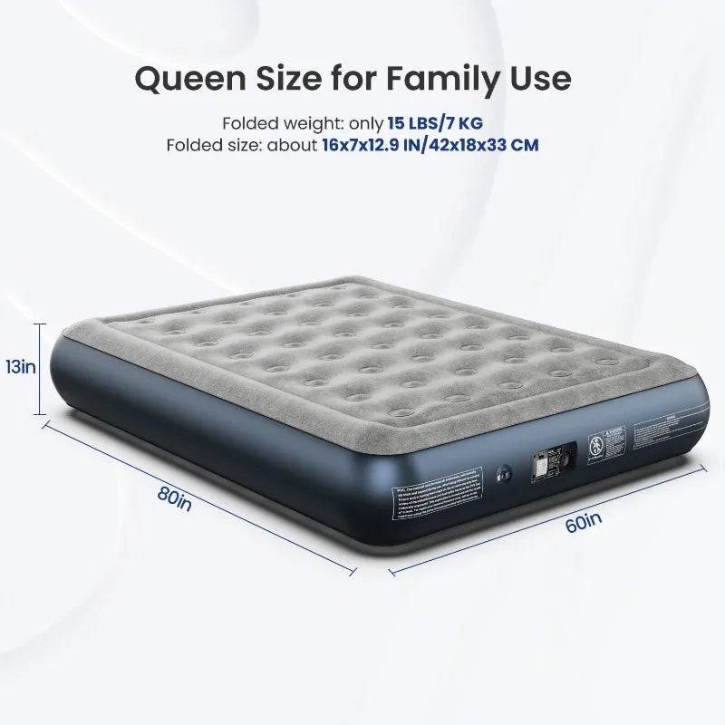 iDOO Queen Size Air Mattress, Inflatable Airbed with Built - in Pump, 650lb MAX - Sleep Galleria - Sleep Galleria