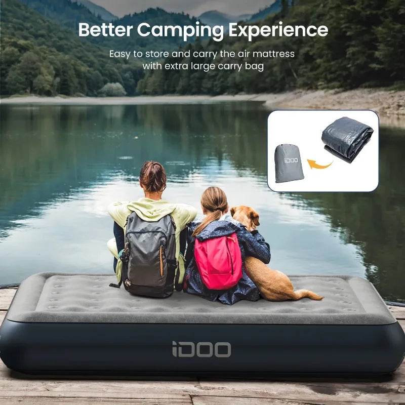 iDOO Queen Size Air Mattress, Inflatable Airbed with Built - in Pump, 650lb MAX - Sleep Galleria - Sleep Galleria