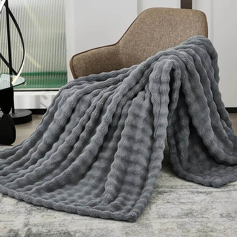 Multifunctional Bubble Velvet Flannel Blanket, Light Luxury Faux Fur, Faux Rabbit Fur, Office Blanket - Sleep Galleria - Sleep Galleria