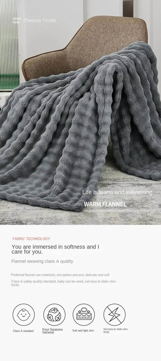 Multifunctional Bubble Velvet Flannel Blanket, Light Luxury Faux Fur, Faux Rabbit Fur, Office Blanket - Sleep Galleria - Sleep Galleria