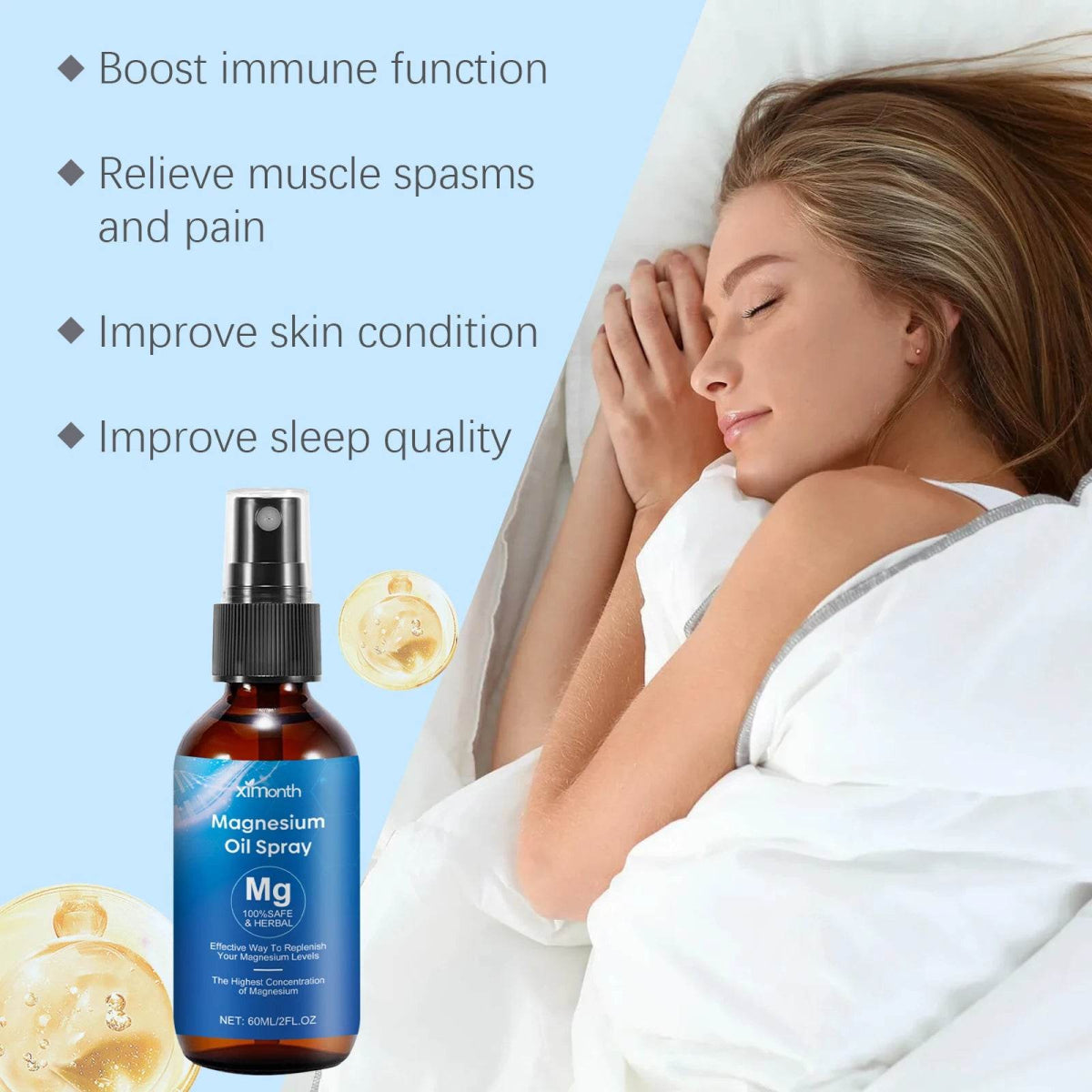 Natural Magnesium Sleeping Care Spray Improve Sleep Quality Relaxing Muscle Reduce Physical Fatigue Relief Stress Sleeping Spray - Sleep Galleria - Sleep Galleria