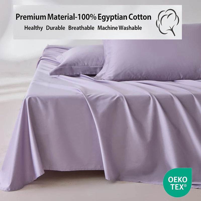 Organic 100% Egyptian Cotton Flat Sheet Solid Color Bed Sheets 800 Thread Count Bedding Sheet Bed Linen Single Queen King Size - Sleep Galleria - Sleep Galleria
