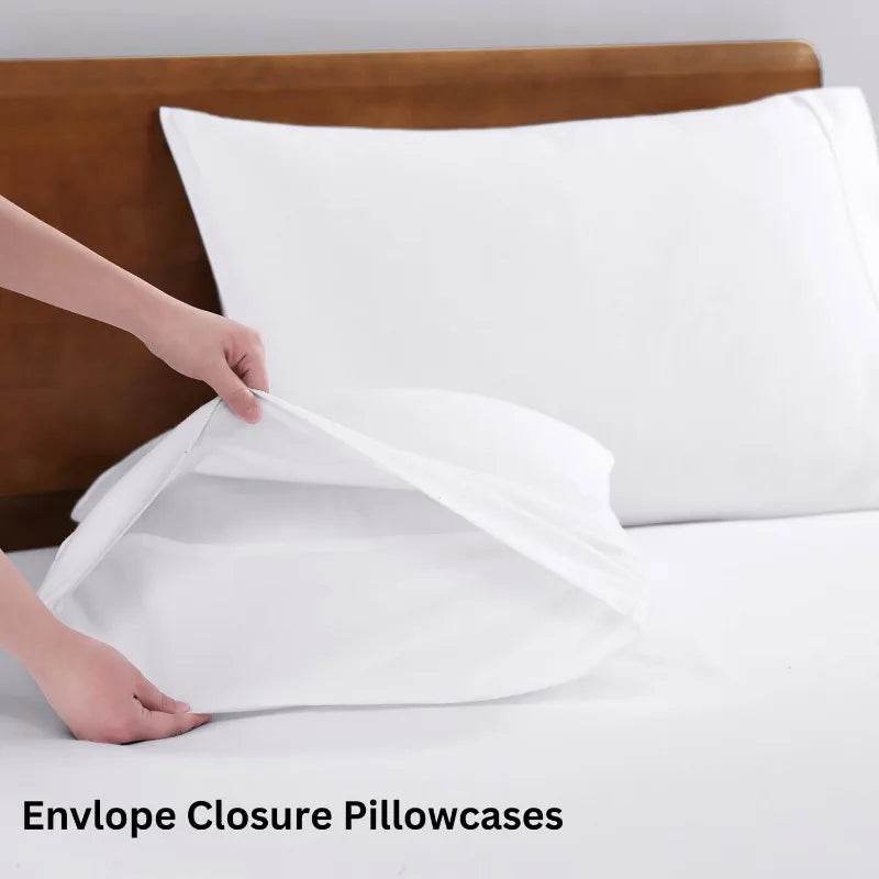 Organic Cotton Queen Sheet Set, 4Pc Cotton Sheets Queen Size Bed Set Soft & Breathable Percale Weave, White - Sleep Galleria - Sleep Galleria