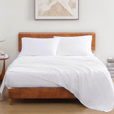 Organic Cotton Queen Sheet Set, 4Pc Cotton Sheets Queen Size Bed Set Soft & Breathable Percale Weave, White - Sleep Galleria - Sleep Galleria