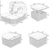 Outdoor Rattan Sectional Daybed Sunbed with Canopy Patio Conversation Sofa Set Waterproof Cushions Modular Design Garden Pool - Sleep Galleria - Sleep Galleria