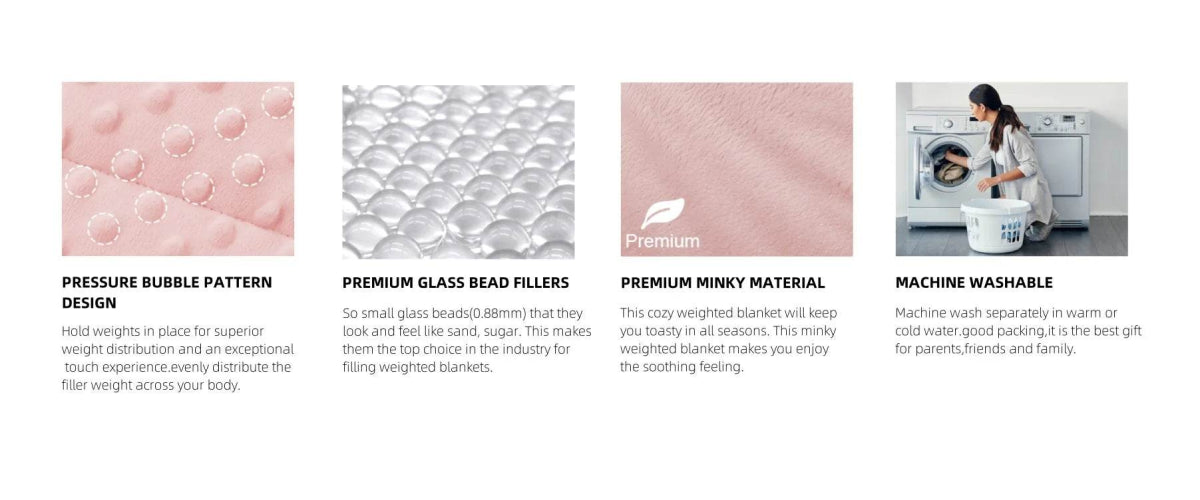 Pink Breathable Soft Minky Weighted Throw Blanket for All Season Single Double Couple Weighted Haveay Blanket with Glass Beads - Sleep Galleria - Sleep Galleria