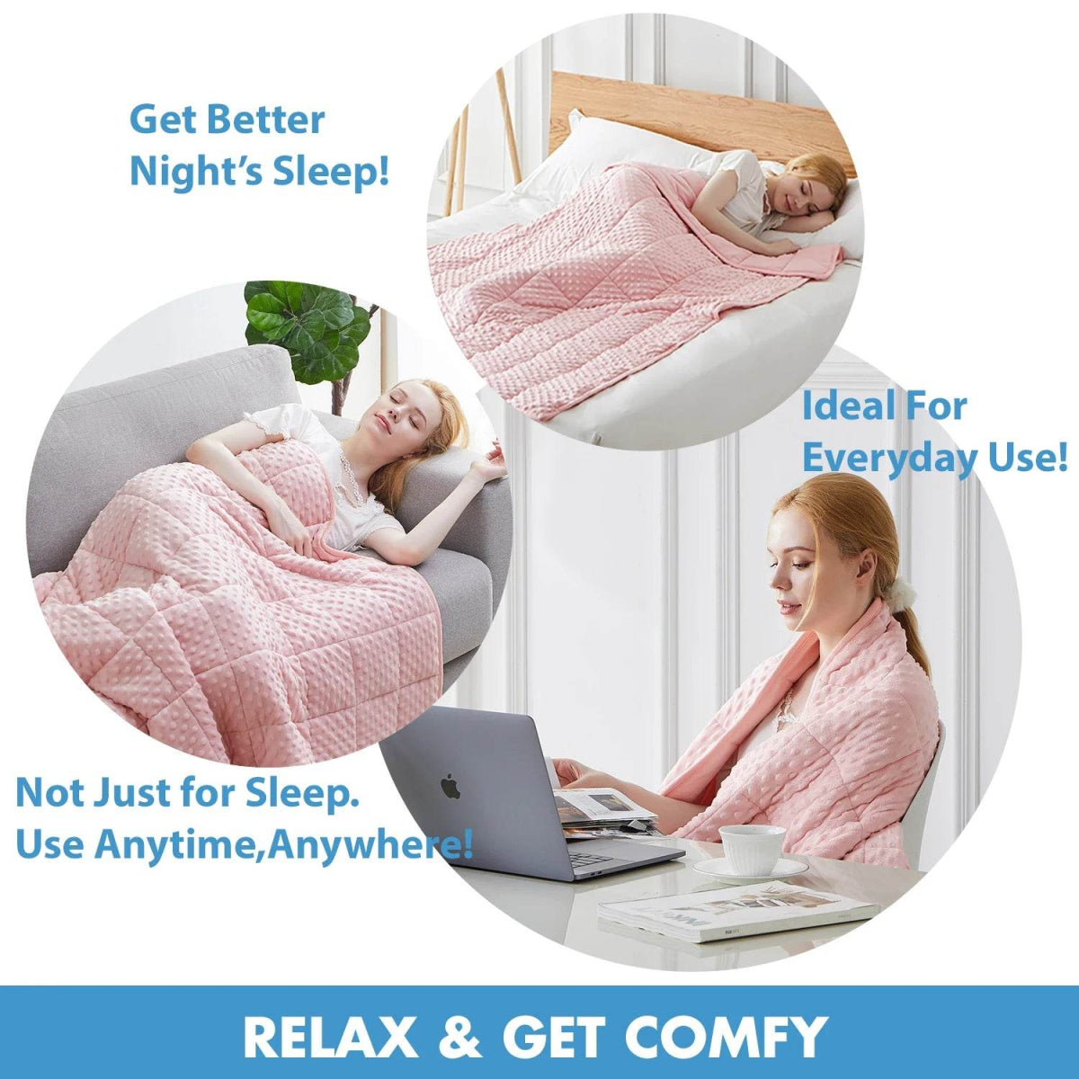 Pink Breathable Soft Minky Weighted Throw Blanket for All Season Single Double Couple Weighted Haveay Blanket with Glass Beads - Sleep Galleria - Sleep Galleria