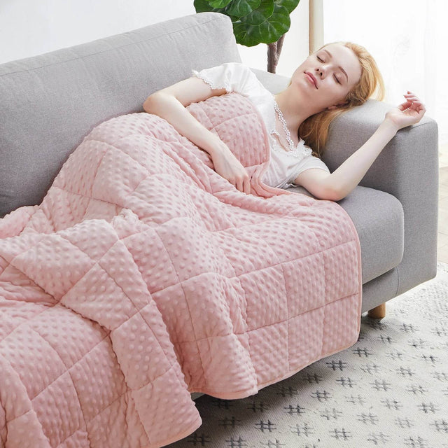 Pink Breathable Soft Minky Weighted Throw Blanket for All Season Single Double Couple Weighted Haveay Blanket with Glass Beads - Sleep Galleria - Sleep Galleria