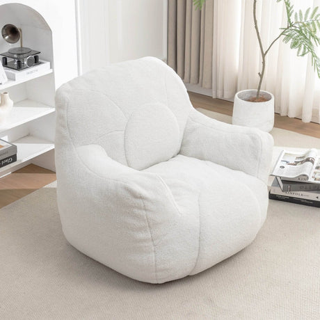 Plush White Teddy Foam Bean Bag Chair - Sleep Galleria - Sleep Galleria