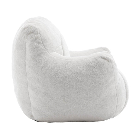 Plush White Teddy Foam Bean Bag Chair - Sleep Galleria - Sleep Galleria