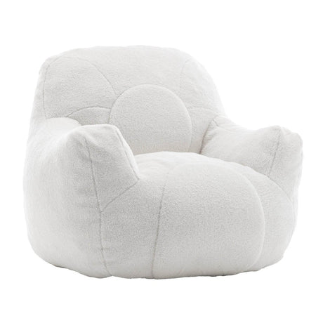 Plush White Teddy Foam Bean Bag Chair - Sleep Galleria - Sleep Galleria