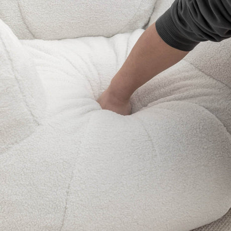 Plush White Teddy Foam Bean Bag Chair - Sleep Galleria - Sleep Galleria