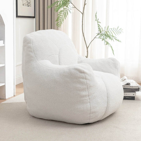Plush White Teddy Foam Bean Bag Chair - Sleep Galleria - Sleep Galleria