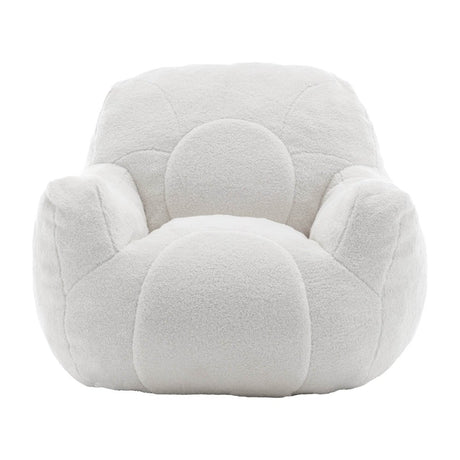 Plush White Teddy Foam Bean Bag Chair - Sleep Galleria - Sleep Galleria