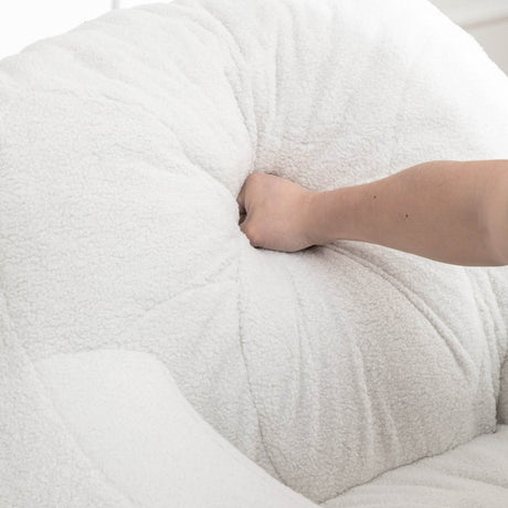 Plush White Teddy Foam Bean Bag Chair - Sleep Galleria - Sleep Galleria