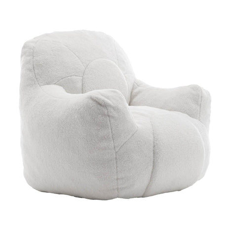Plush White Teddy Foam Bean Bag Chair - Sleep Galleria - Sleep Galleria