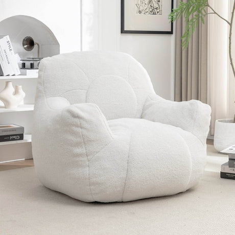 Plush White Teddy Foam Bean Bag Chair - Sleep Galleria - Sleep Galleria