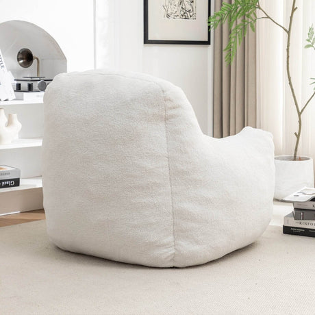 Plush White Teddy Foam Bean Bag Chair - Sleep Galleria - Sleep Galleria
