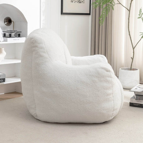 Plush White Teddy Foam Bean Bag Chair - Sleep Galleria - Sleep Galleria