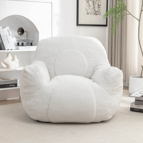 Plush White Teddy Foam Bean Bag Chair - Sleep Galleria - Sleep Galleria