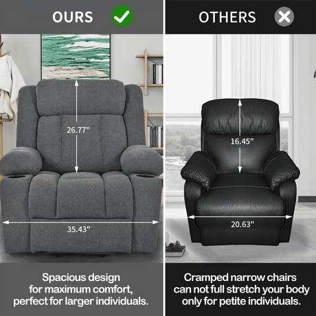 Power Lift Recliner Chair with Extended Footrest - Dark Gray - Sleep Galleria