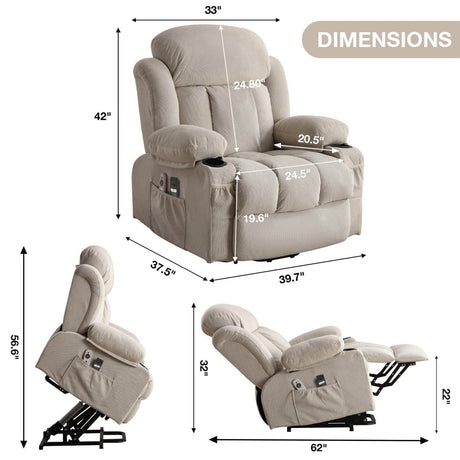 Power Lift Recliner Chair with Heat and Massage - Sleep Galleria - Sleep Galleria