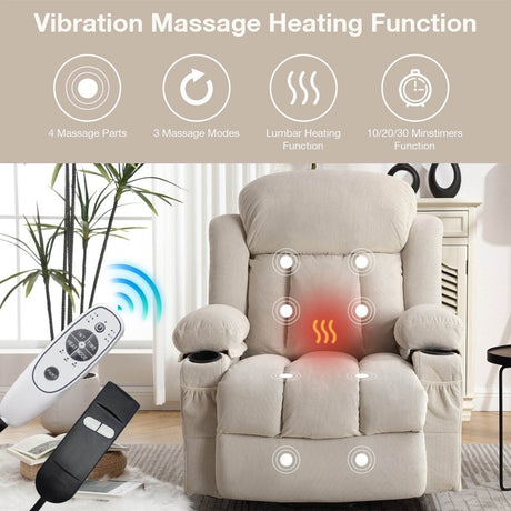 Power Lift Recliner Chair with Heat and Massage - Sleep Galleria - Sleep Galleria