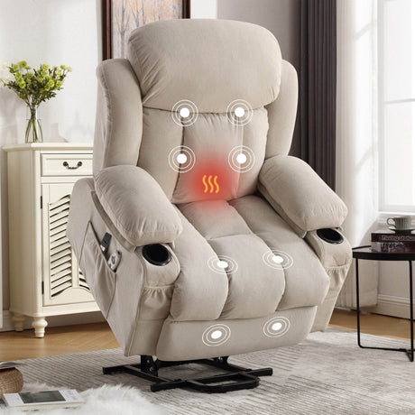 Power Lift Recliner Chair with Heat and Massage - Sleep Galleria - Sleep Galleria