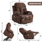 Power Lift Recliner Chair with Heat and Massage - Brown - Sleep Galleria
