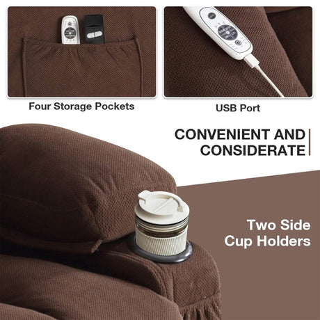 Power Lift Recliner Chair with Heat and Massage - Brown - Sleep Galleria - Sleep Galleria