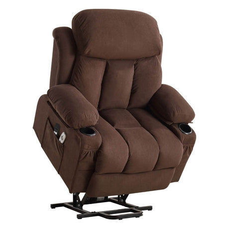 Power Lift Recliner Chair with Heat and Massage - Brown - Sleep Galleria - Sleep Galleria