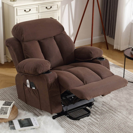 Power Lift Recliner Chair with Heat and Massage - Brown - Sleep Galleria - Sleep Galleria