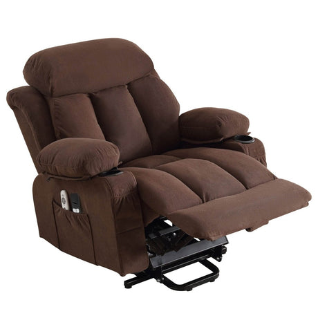 Power Lift Recliner Chair with Heat and Massage - Brown - Sleep Galleria - Sleep Galleria