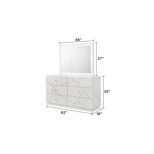 Queen 5-Piece Bedroom Set – Modern Design with Lacquer Finish, Geometric Accents, and LED Lighting - Sleep Galleria