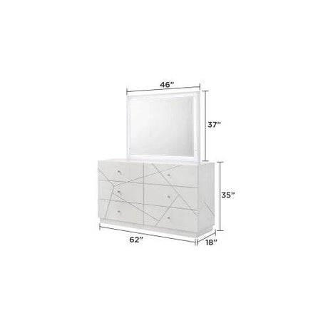 Queen 5 - Piece Bedroom Set – Modern Design with Lacquer Finish, Geometric Accents, and LED Lighting - Sleep Galleria - Sleep Galleria