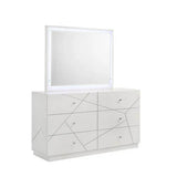Queen 5-Piece Bedroom Set – Modern Design with Lacquer Finish, Geometric Accents, and LED Lighting - Sleep Galleria
