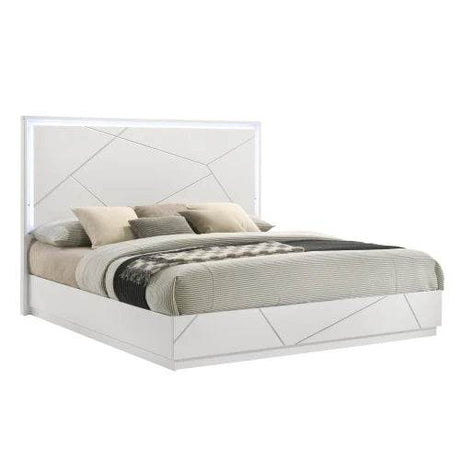 Queen 5 - Piece Bedroom Set – Modern Design with Lacquer Finish, Geometric Accents, and LED Lighting - Sleep Galleria - Sleep Galleria