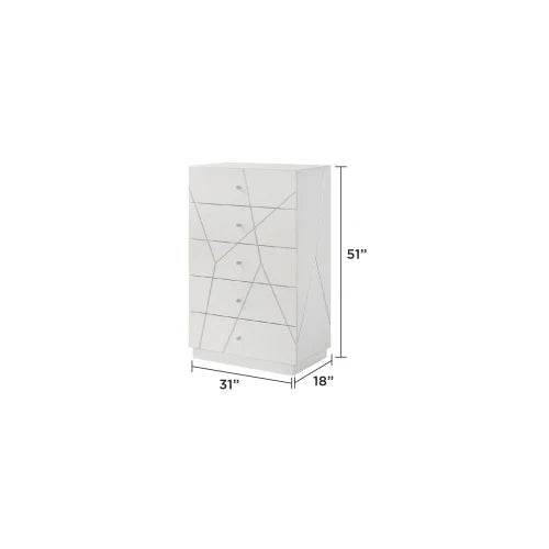 Queen 5-Piece Bedroom Set – Modern Design with Lacquer Finish, Geometric Accents, and LED Lighting - Sleep Galleria