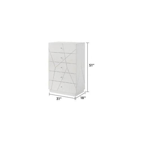Queen 5 - Piece Bedroom Set – Modern Design with Lacquer Finish, Geometric Accents, and LED Lighting - Sleep Galleria - Sleep Galleria