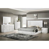 Queen 5-Piece Bedroom Set – Modern Design with Lacquer Finish, Geometric Accents, and LED Lighting - Sleep Galleria
