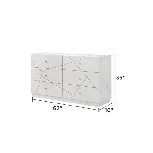 Queen 5-Piece Bedroom Set – Modern Design with Lacquer Finish, Geometric Accents, and LED Lighting - Sleep Galleria