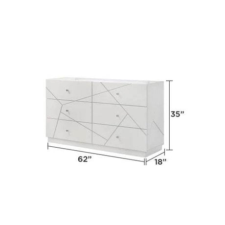 Queen 5 - Piece Bedroom Set – Modern Design with Lacquer Finish, Geometric Accents, and LED Lighting - Sleep Galleria - Sleep Galleria