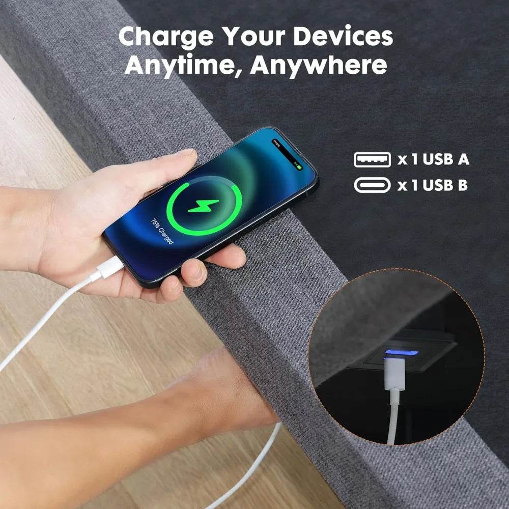 Queen Adjustable Bed Frame, Ergonomic Electric Bed Base with Wireless Remote and 2 USB Ports, Head and Foot Incline - Sleep Galleria - Sleep Galleria